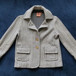 TORY BURCH OFF-WHITE NAVY SNAP BLAZER